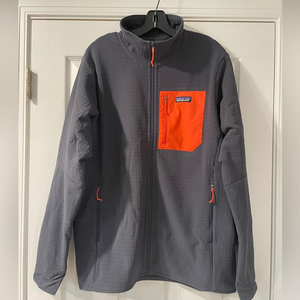 Men's R2® TechFace Full Zip Jacket Smoldering Blue w/ Metric Orange Large